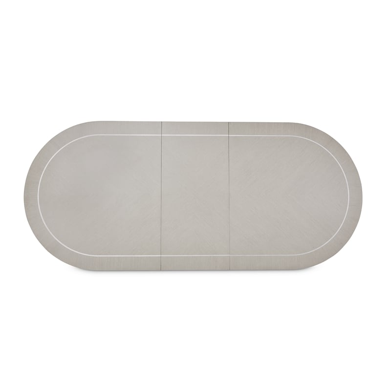 Michael Amini Eclipse Oval Rubberwood & Steel Dining Table in Moonlight Gray