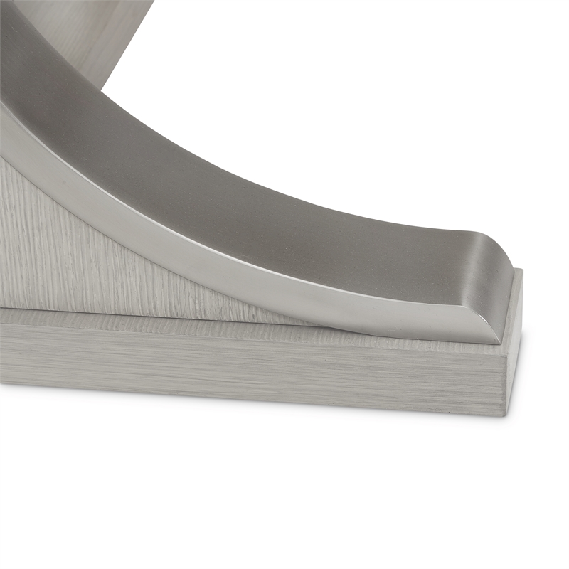 Michael Amini Eclipse Oval Rubberwood & Steel Dining Table in Moonlight Gray