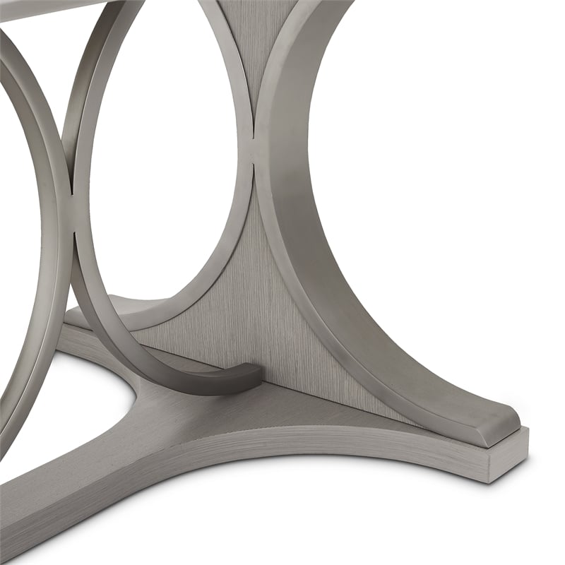 Michael Amini Eclipse Oval Rubberwood & Steel Dining Table in Moonlight Gray