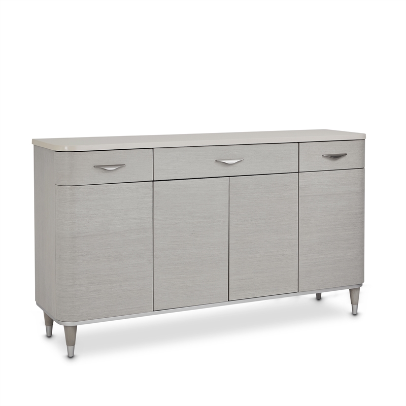Michael Amini Eclipse Wood & Marble Sideboard with Mirror in Moonlight Gray