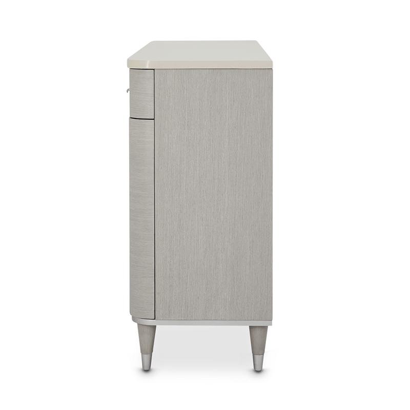 Michael Amini Eclipse Wood & Marble Sideboard with Mirror in Moonlight Gray