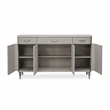 Michael Amini Eclipse Wood & Marble Sideboard with Mirror in Moonlight Gray