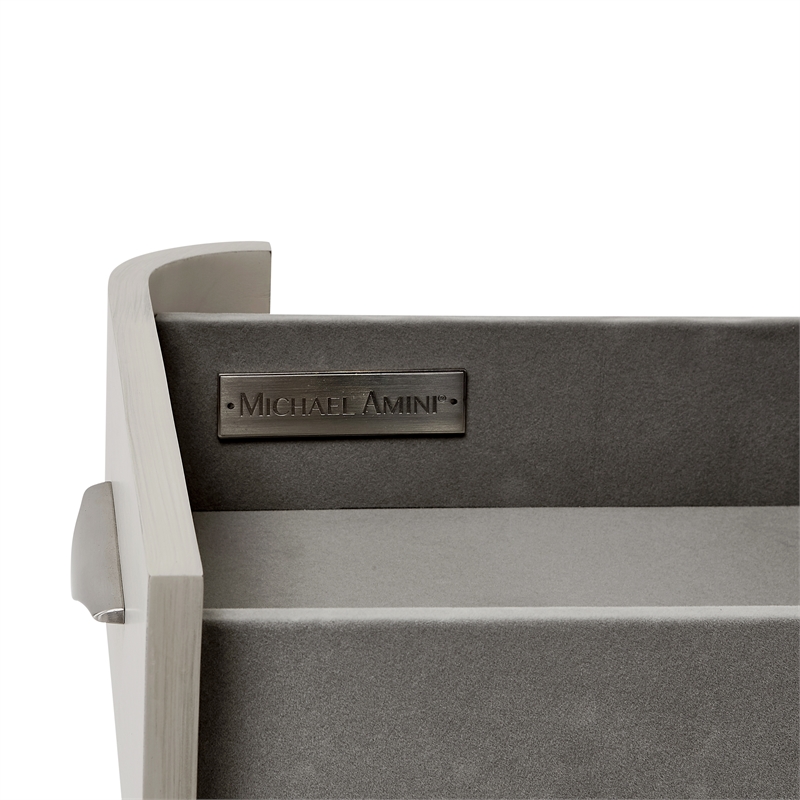 Michael Amini Eclipse Wood & Marble Sideboard with Mirror in Moonlight Gray