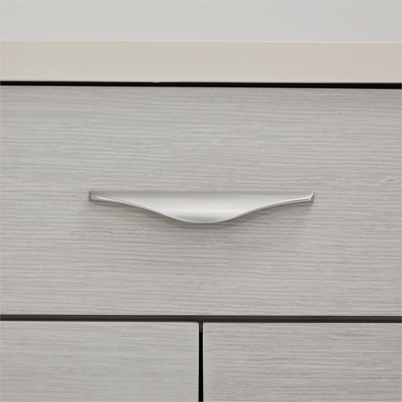 Michael Amini Eclipse Wood & Marble Sideboard with Mirror in Moonlight Gray