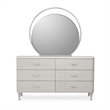 Michael Amini Eclipse Wood & Marble Dresser with Mirror Set in Moonlight Gray