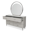 Michael Amini Eclipse Wood & Marble Dresser with Mirror Set in Moonlight Gray