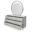Michael Amini Eclipse Wood & Marble Dresser with Mirror Set in Moonlight Gray