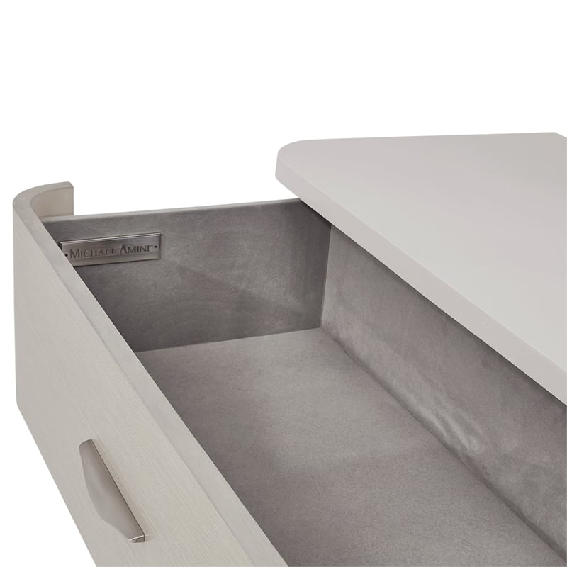 Michael Amini Eclipse Wood & Marble Dresser with Mirror Set in Moonlight Gray