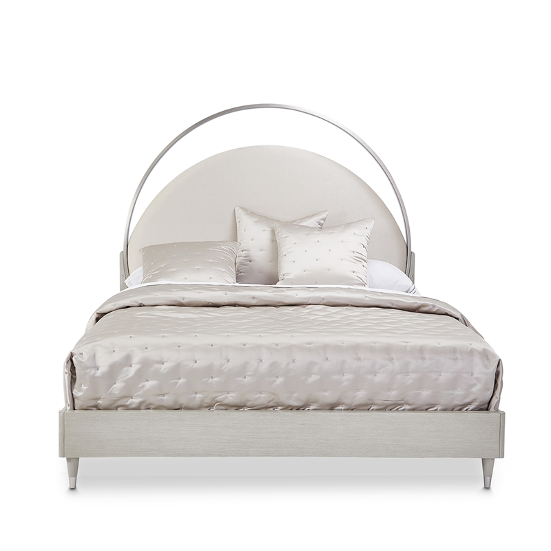 Michael Amini Eclipse Cal. King Bed with LED Lights - Moonlight Gray