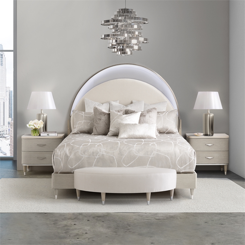 Michael Amini Eclipse Cal. King Bed with LED Lights - Moonlight Gray