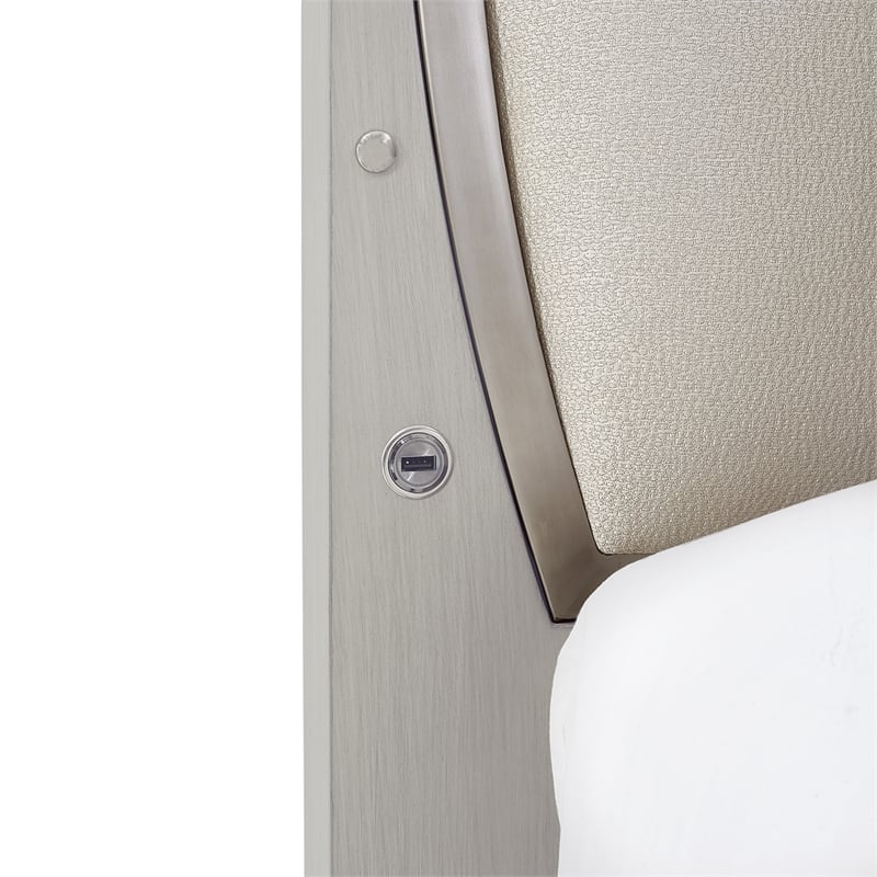 Michael Amini Eclipse Eastern King Bed with LED Lights - Moonlight Gray
