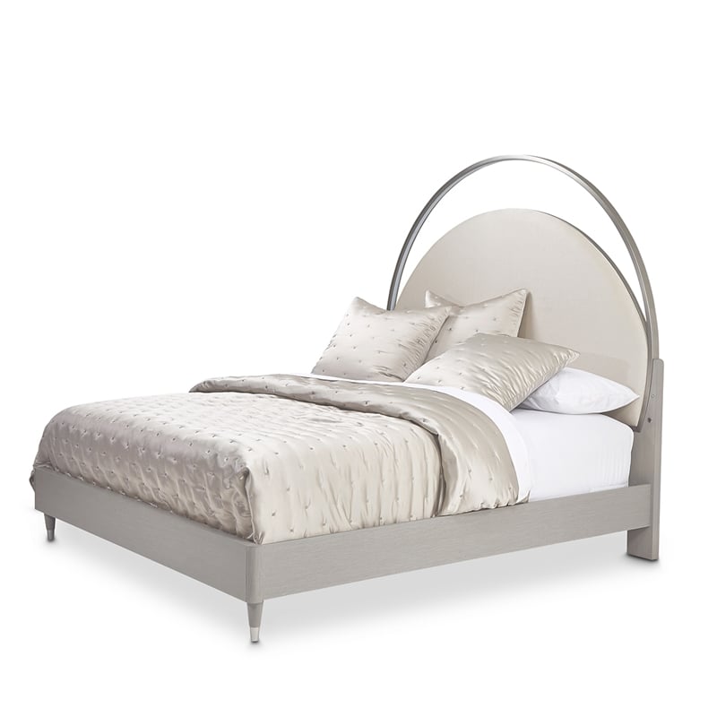 Michael Amini Eclipse Queen Bed with LED Lights - Moonlight Gray