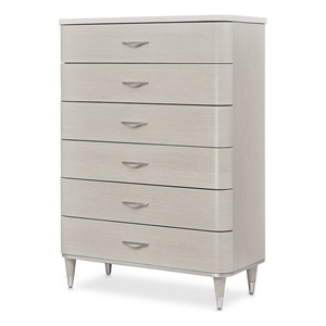 Michael Amini Eclipse 6-Drawer Wood & Marble Chest in Moonlight Gray