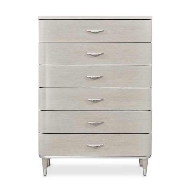 Michael Amini Eclipse 6-Drawer Wood & Marble Chest in Moonlight Gray