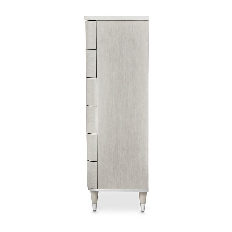 Michael Amini Eclipse 6-Drawer Wood & Marble Chest in Moonlight Gray