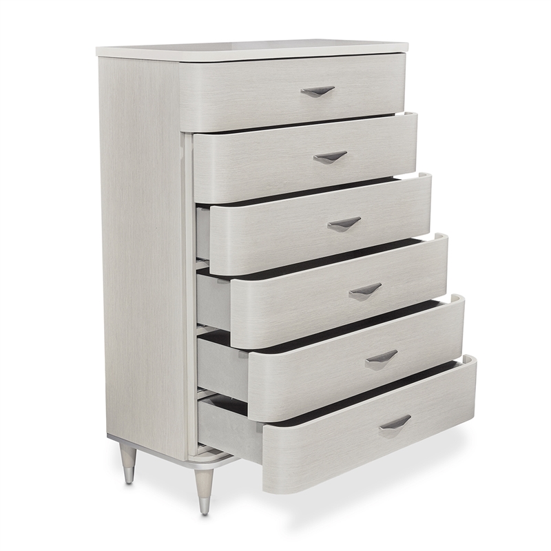 Michael Amini Eclipse 6-Drawer Wood & Marble Chest in Moonlight Gray