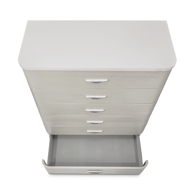Michael Amini Eclipse 6-Drawer Wood & Marble Chest in Moonlight Gray