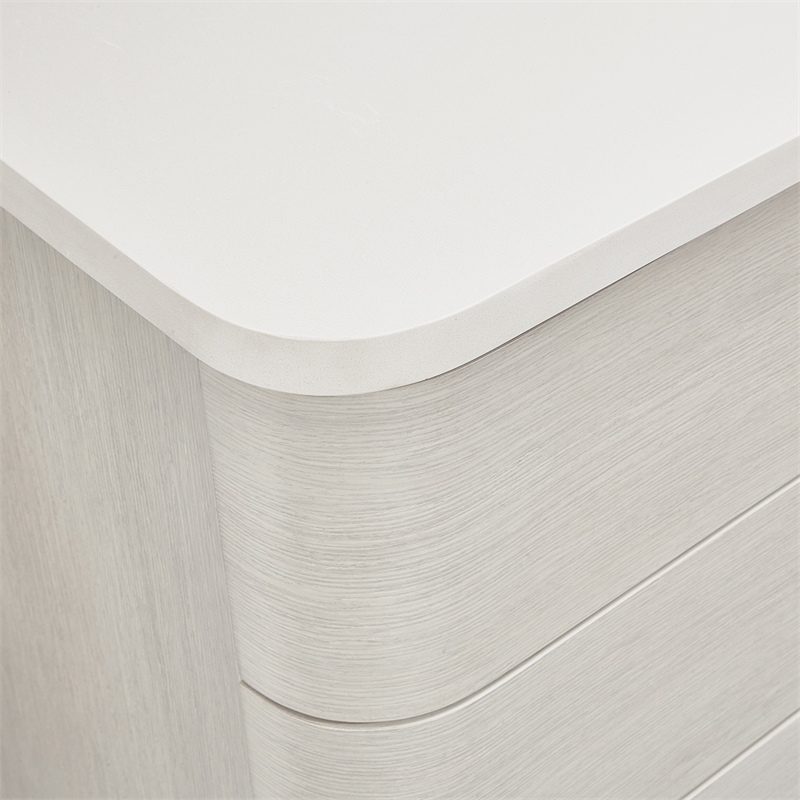 Michael Amini Eclipse 6-Drawer Wood & Marble Chest in Moonlight Gray