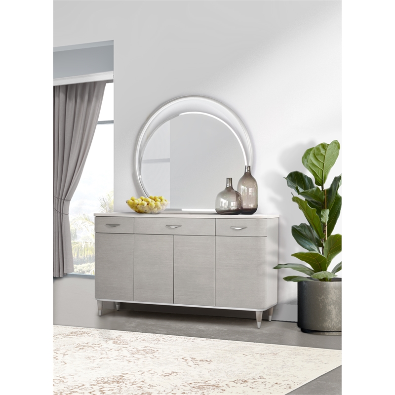 Michael Amini Eclipse Poplar Wood Sideboard in Moonlight Gray