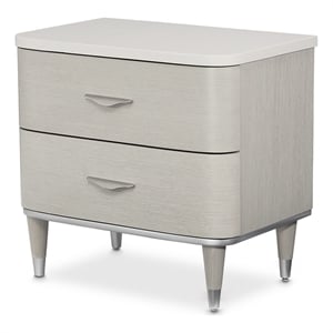 Michael Amini Eclipse Poplar Wood & Marble Nightstand in Moonlight Gray