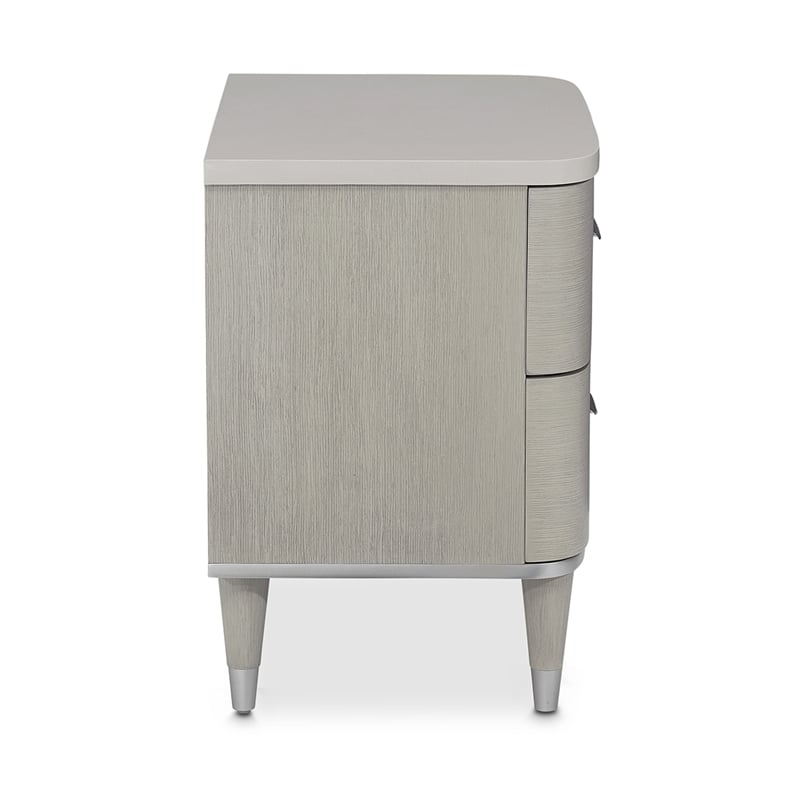 Michael Amini Eclipse Poplar Wood & Marble Nightstand in Moonlight Gray