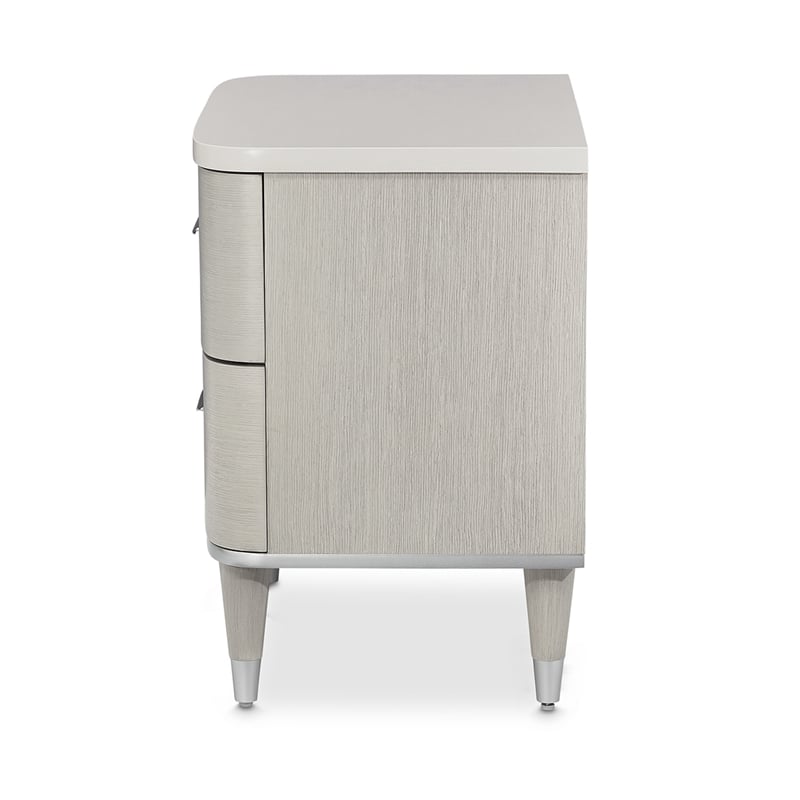 Michael Amini Eclipse Poplar Wood & Marble Nightstand in Moonlight Gray