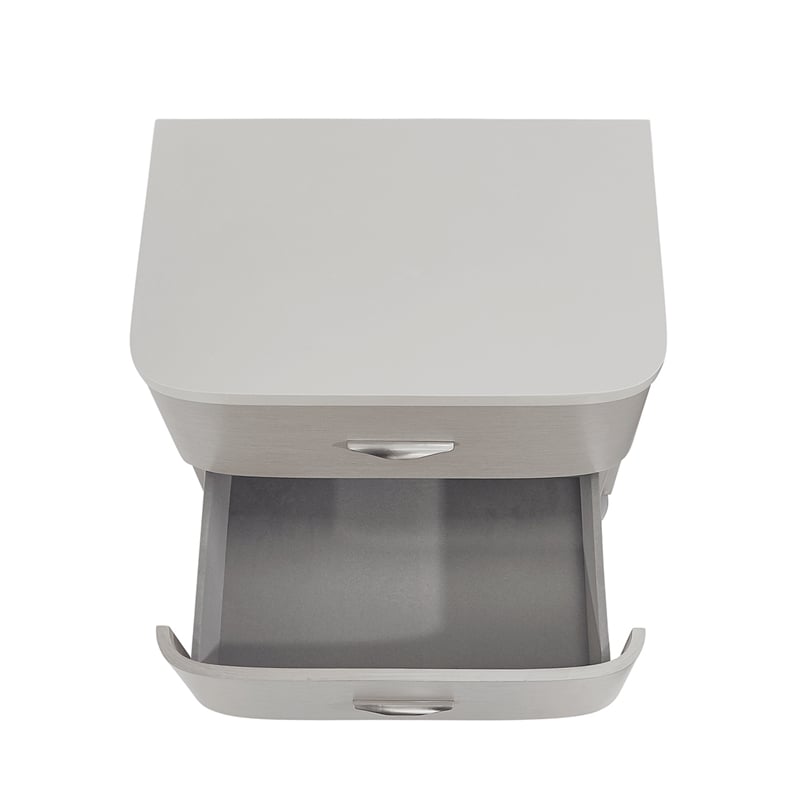 Michael Amini Eclipse Poplar Wood & Marble Nightstand in Moonlight Gray