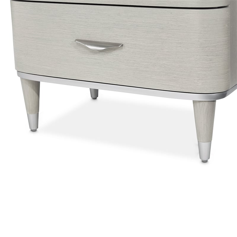 Michael Amini Eclipse Poplar Wood & Marble Nightstand in Moonlight Gray
