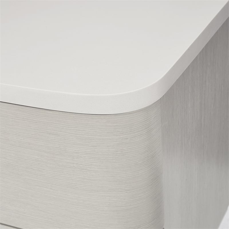 Michael Amini Eclipse Poplar Wood & Marble Nightstand in Moonlight Gray