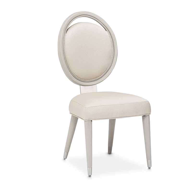 Michael Amini Eclipse Wood & Fabric Side Chair in Moonlight Gray (Set of 2)