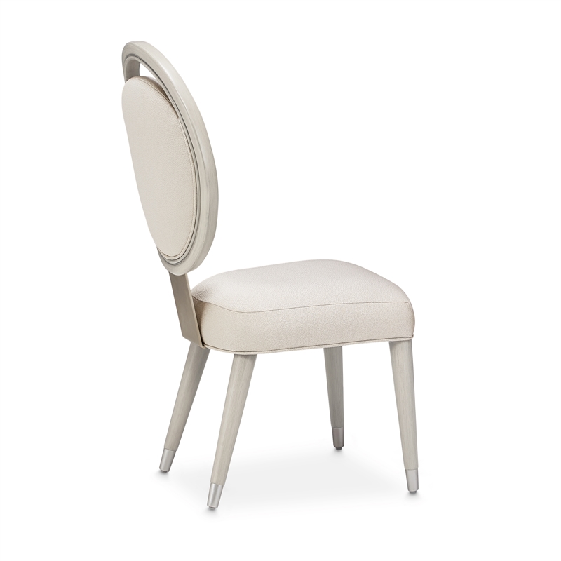 Michael Amini Eclipse Wood & Fabric Side Chair in Moonlight Gray (Set of 2)