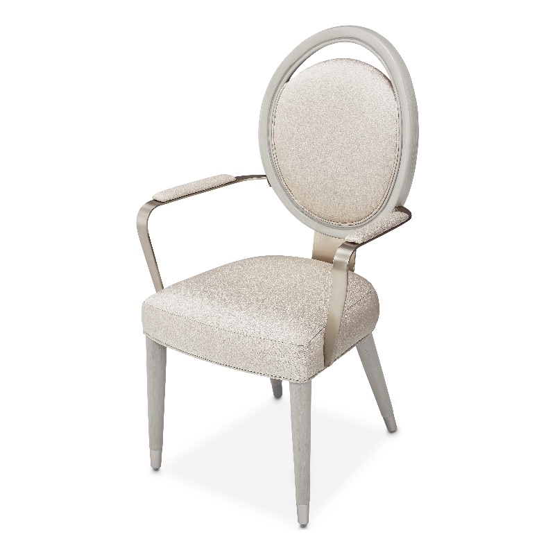 Michael Amini Eclipse Dining Arm Chair in Moonlight Gray - Set of 2