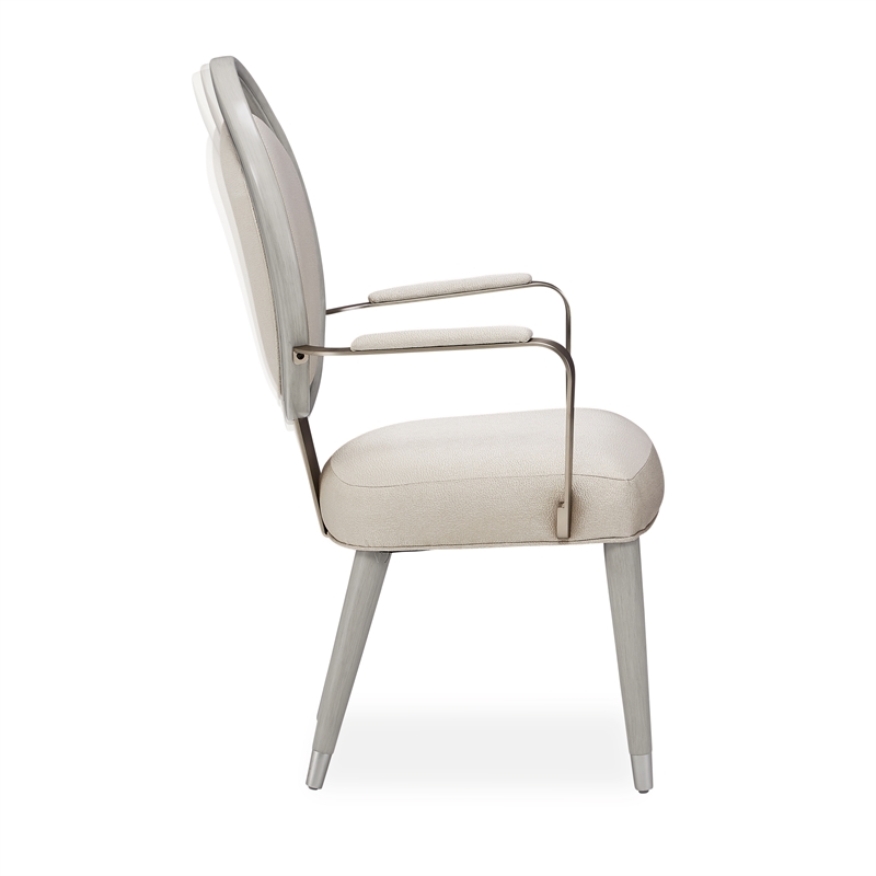 Michael Amini Eclipse Dining Arm Chair in Moonlight Gray - Set of 2