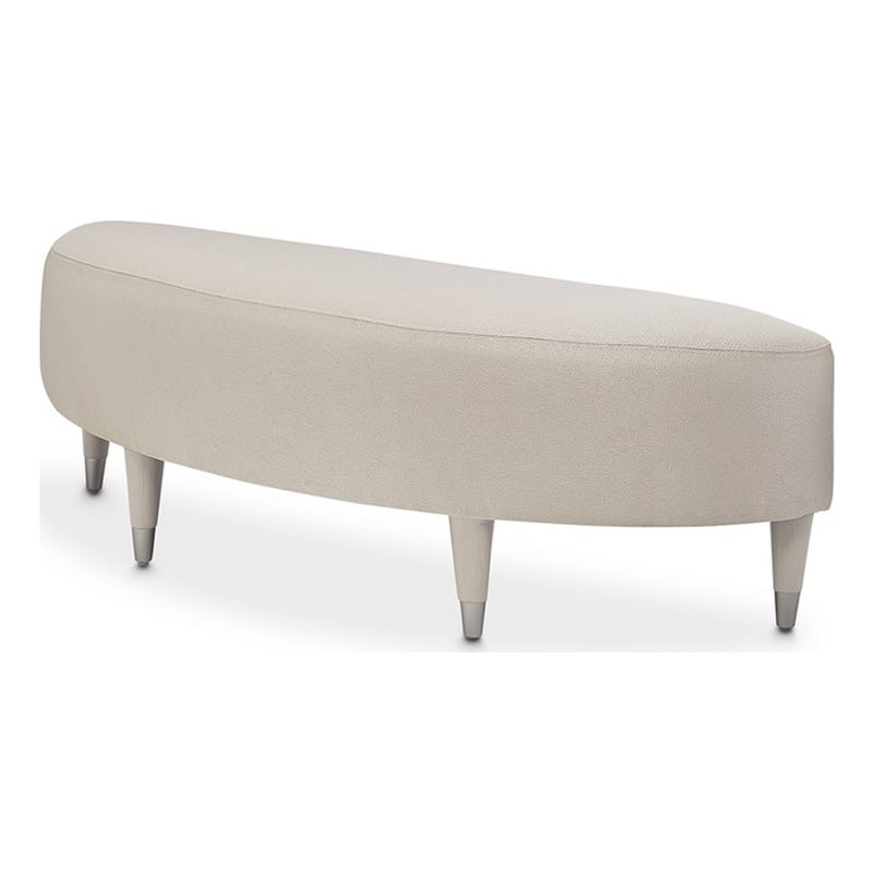 Michael Amini Kathy Ireland Eclipse Accent Bench - Ivory/Moonlight Gray