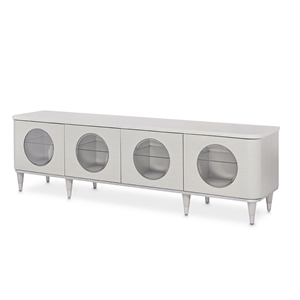 Michael Amini Eclipse Poplar Wood & Glass Media Cabinet in Moonlight Gray