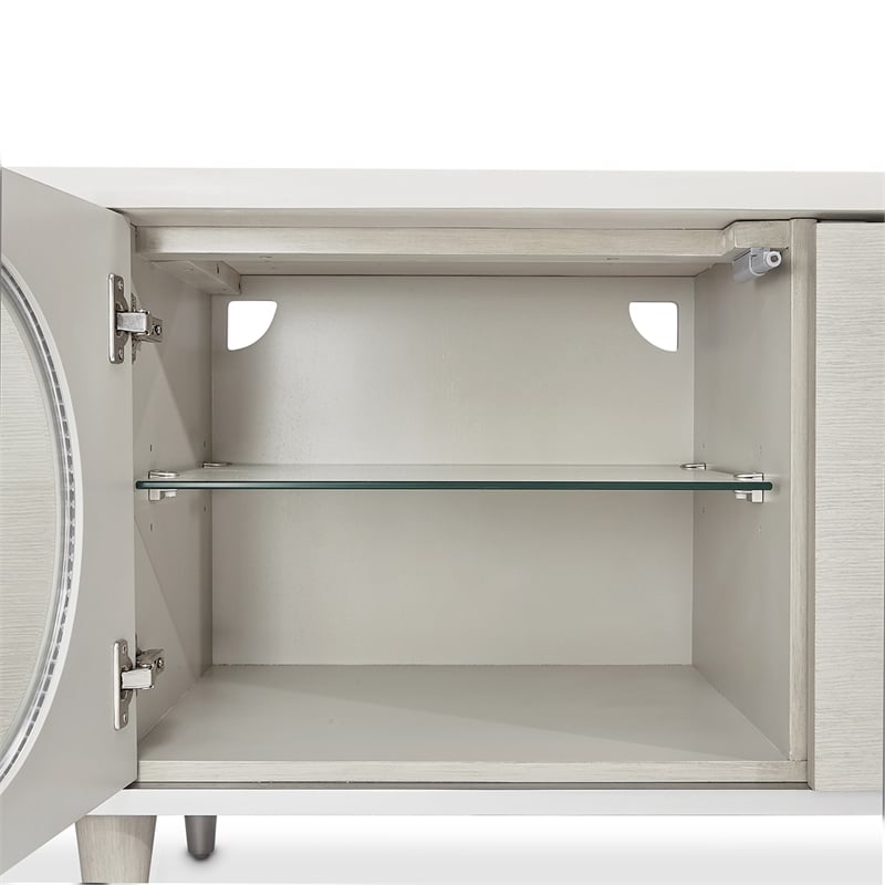 Michael Amini Eclipse Poplar Wood & Glass Media Cabinet in Moonlight Gray