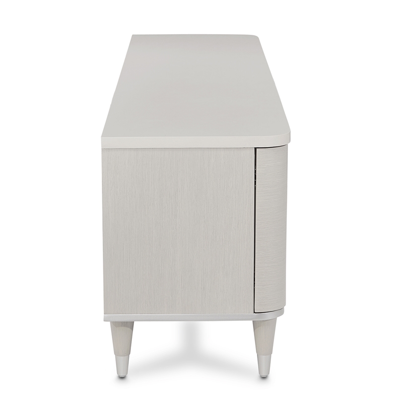 Michael Amini Eclipse Poplar Wood & Glass Media Cabinet in Moonlight Gray