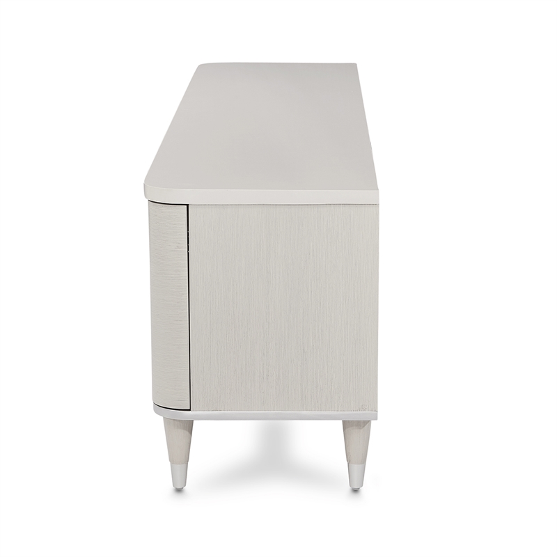 Michael Amini Eclipse Poplar Wood & Glass Media Cabinet in Moonlight Gray
