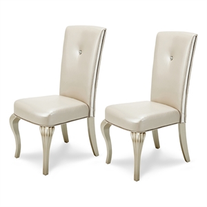 Michael Amini Hollywood Loft Dining Side Chair in Frost Ivory (Set of 2)