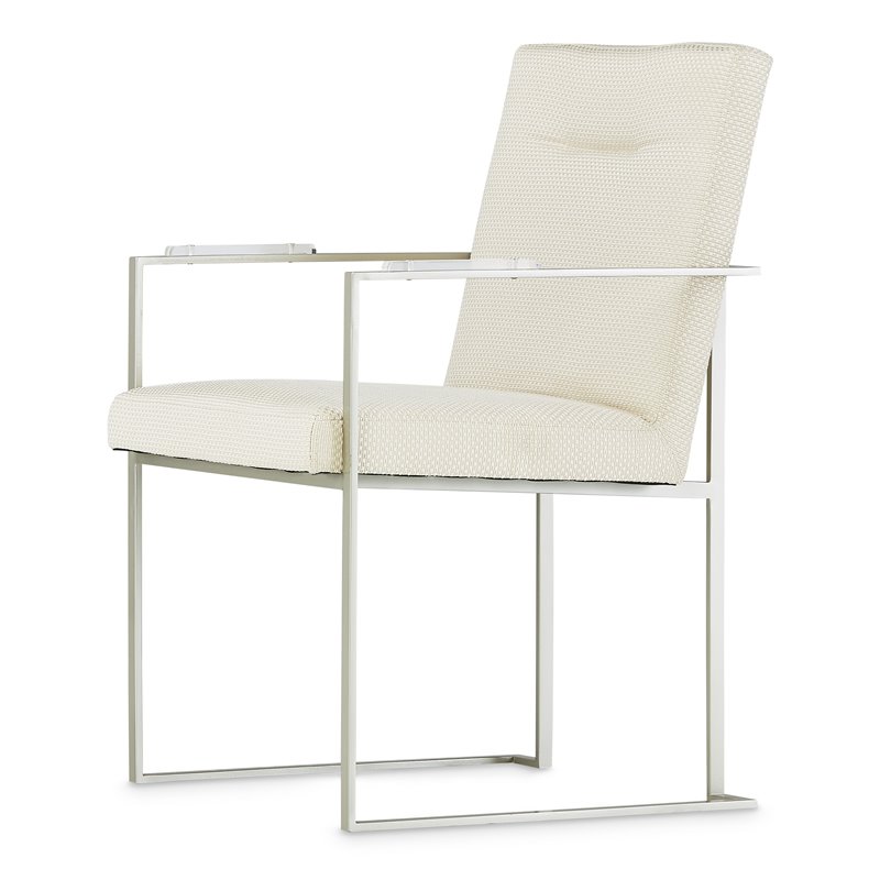 Michael Amini Laguna Ridge Dining Arm Chair - Brushed Silver/Oak