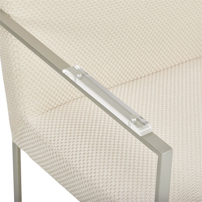 Michael Amini Laguna Ridge Dining Arm Chair - Brushed Silver/Oak