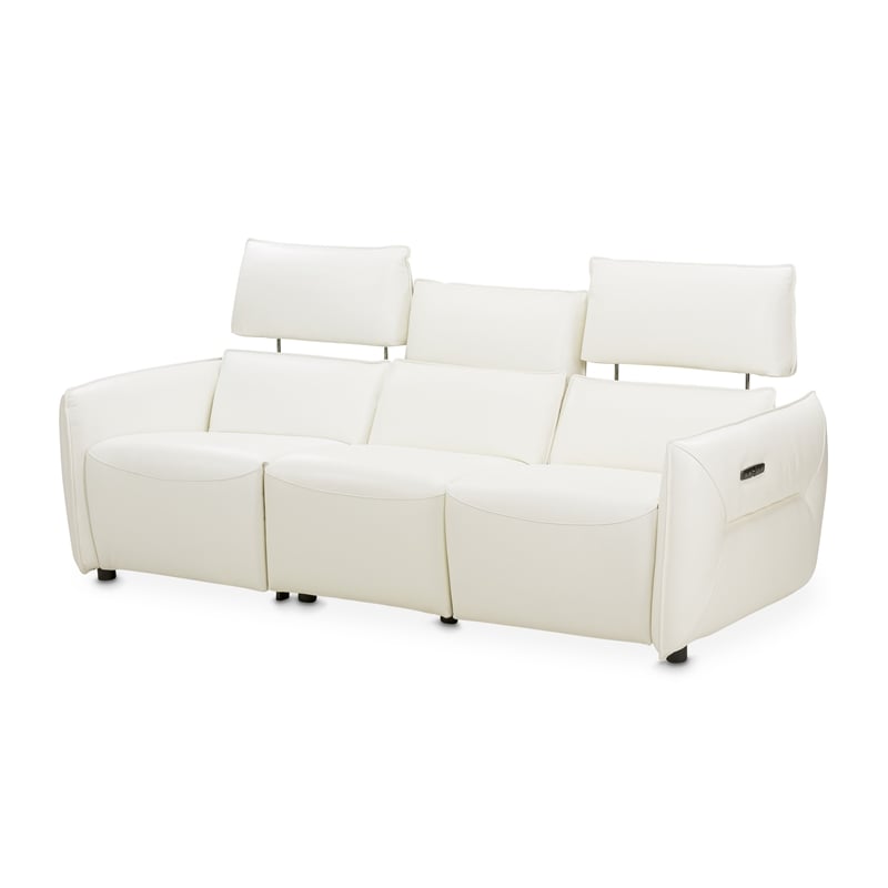 Michael Amini Verona 3-Piece Reclining Leather Sofa - Snow White