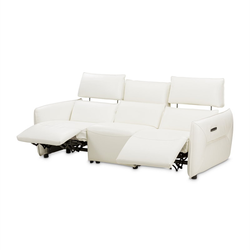 Michael Amini Verona 3-Piece Reclining Leather Sofa - Snow White