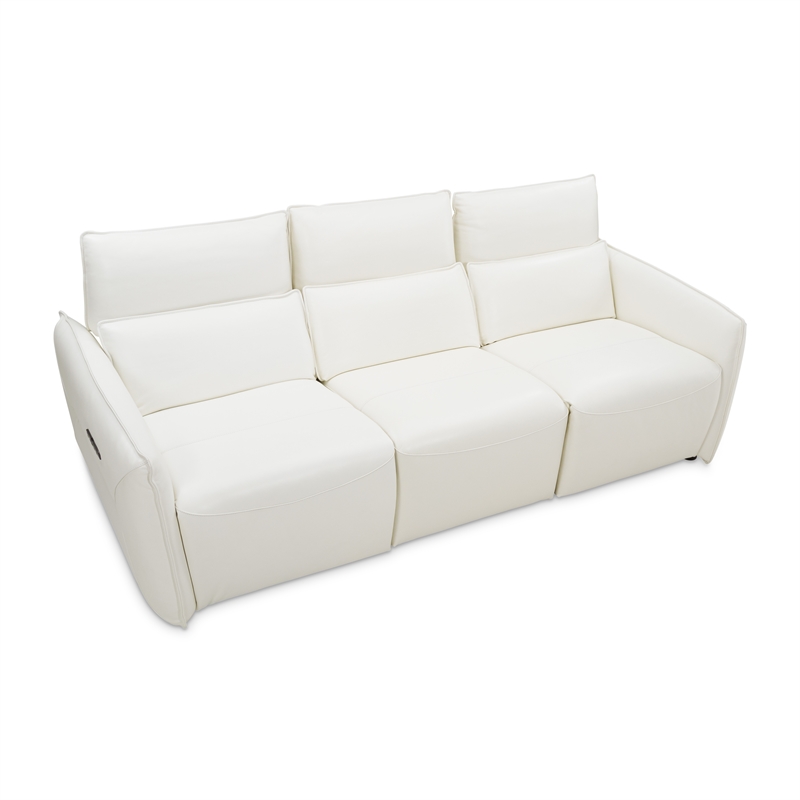 Michael Amini Verona 3-Piece Reclining Leather Sofa - Snow White