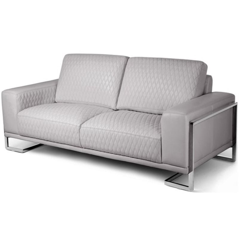 Michael Amini Mia Bella Gianna Loveseat in Light Gray and Steel Frame