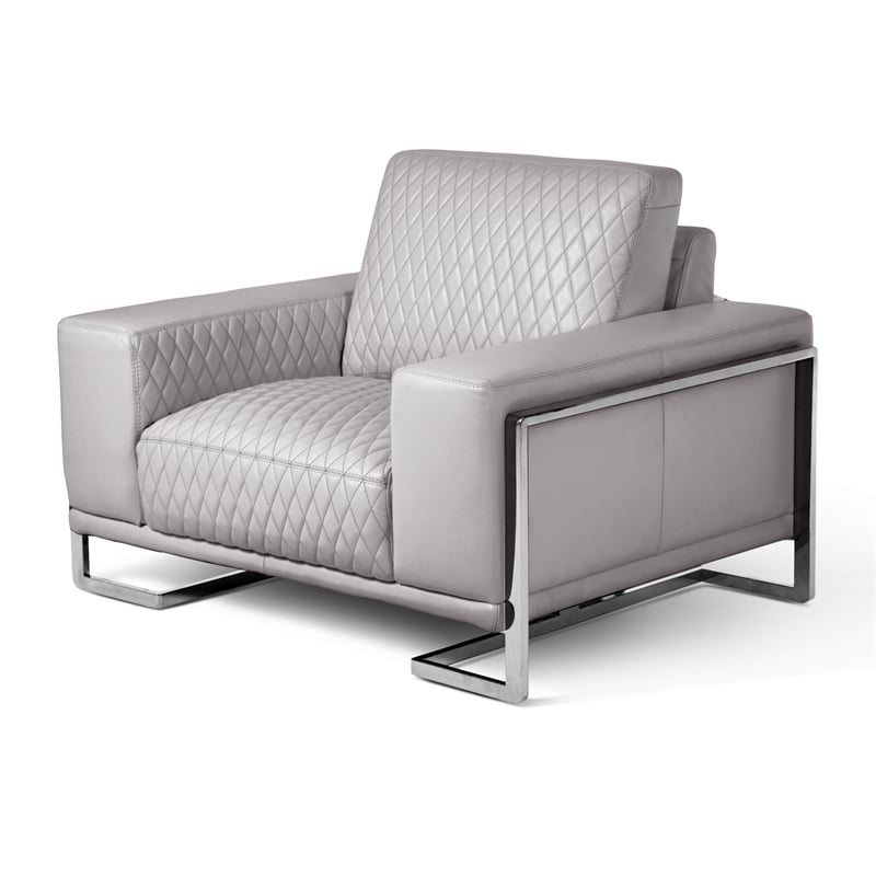 Michael Amini Mia Bella Gianna Chair & a Half - Light Gray/Steel