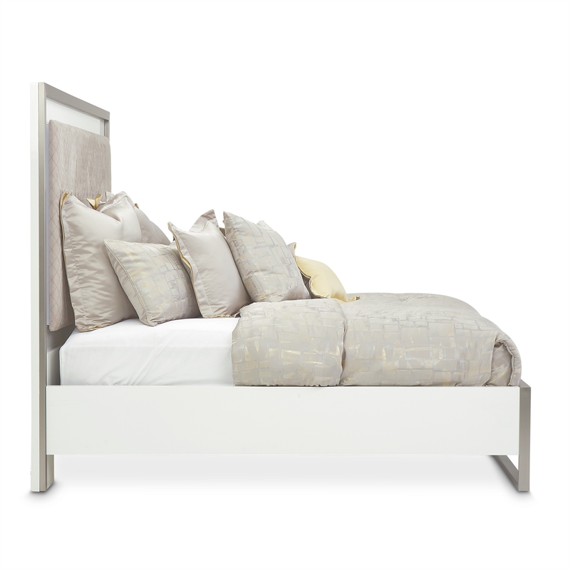 Michael Amini Marquee Modern Queen Panel Bed in Cloud White