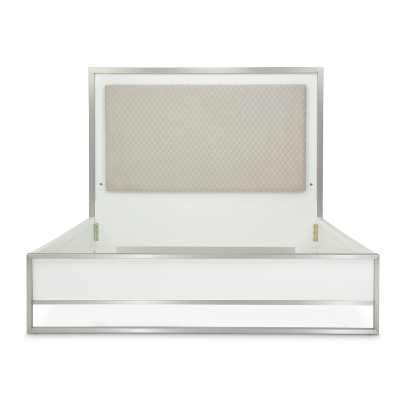Michael Amini Marquee Modern Queen Panel Bed in Cloud White