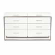 Michael Amini Marquee 8-Drawer Modern Wood and Glass Dresser in Cloud White