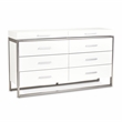 Michael Amini Marquee 8-Drawer Modern Wood and Glass Dresser in Cloud White